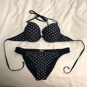 black and white polka dot swimsuit